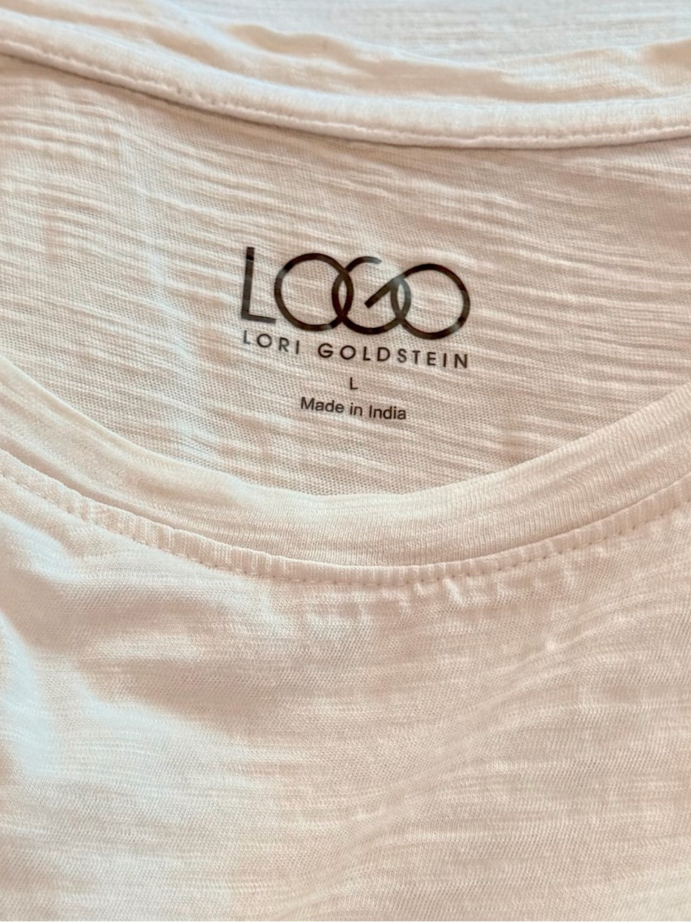 LOGO White Ruffle Sleeve Tee -  Relaxed Crewneck - Picture 2 of 4